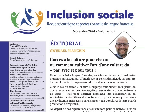 Revue N°12 INCLUSION SOCIALE – Revue scientifique et professionnelle en langue française ».